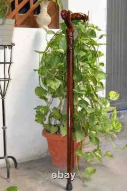 Skull Wooden Hand carved Cane Rustic Hand Carved Walking Stick with Natural Hand