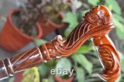 Skull Wooden Hand carved Cane Rustic Hand Carved Walking Stick with Natural Hand