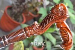 Skull Wooden Hand carved Cane Rustic Hand Carved Walking Stick with Natural Hand