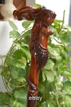 Skull Wooden Hand carved Cane Rustic Hand Carved Walking Stick with Natural Hand