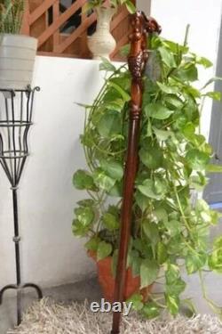 Skull Wooden Hand carved Cane Rustic Hand Carved Walking Stick with Natural Hand