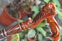 Skull Wooden Hand carved Cane Rustic hand carved Walking Stick with Natural hand