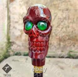 Skull handle wooden walking stick hand carved walking cane skull Christmas gift