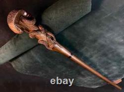 Snake Walking Stick Cobra, Hand Carved Walking Stick, Designers Wood Carved Handel