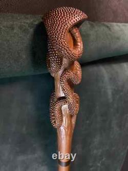 Snake Walking Stick Cobra, Hand Carved Walking Stick, Designers Wood Carved Handel