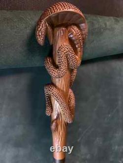 Snake Walking Stick Cobra, Hand Carved Walking Stick, Designers Wood Carved Handel