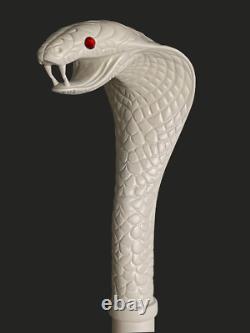 Snake Walking Stick Cobra, Hand Carved walking stick, Designers Wood Car