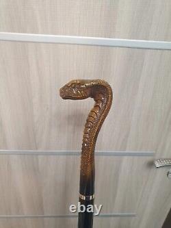Snake walking stick, handmade, wood carved snake walking cane