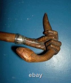 Snake wooden hand carved walking stick for men women cane design snake