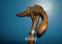 Snake wooden hand carved walking stick for men women cane design snake