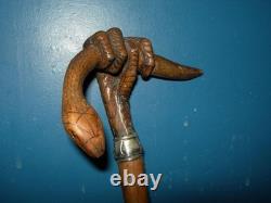 Snake wooden hand carved walking stick for men women cane design snake gift