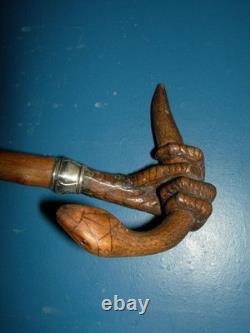 Snake wooden hand carved walking stick for men women cane design snake gift