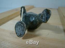 Soapstone Inuit Eskimo Carvings Eskimo With Walking Stick Signed Luke