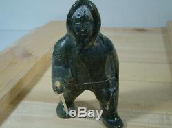 Soapstone Inuit Eskimo Carvings Eskimo With Walking Stick Signed Luke