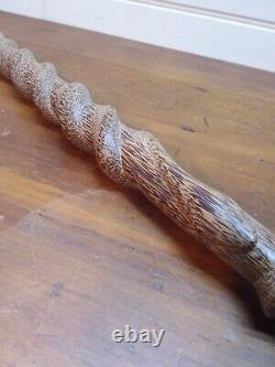 Solomon island png walking stick club carved shell inlaid indigenous