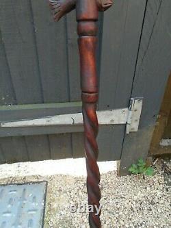 South African walking / Hiking stick with carved bird and fish nice item