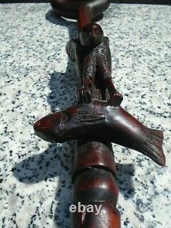 South African walking / Hiking stick with carved bird and fish nice item