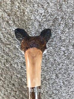 Stunning Hand Carved Fox headed Hazel Shafted 50 Walking Stick by Ian Taylor