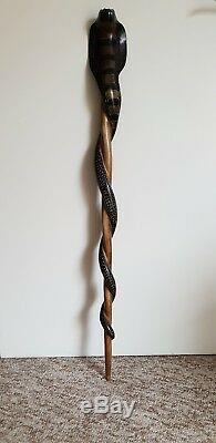 Cobra wood carved walking stick from Thailand