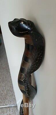 Stunning Vintage Hand Carved Cobra Walking Stick