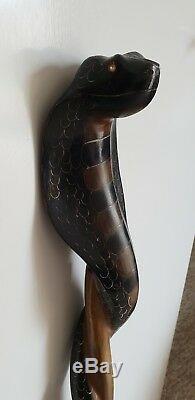 Stunning Vintage Hand Carved Cobra Walking Stick