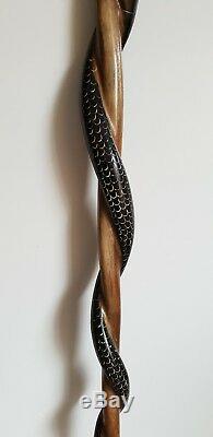 Stunning Vintage Hand Carved Cobra Walking Stick