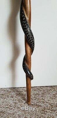 Cobra wood carved walking stick from Thailand