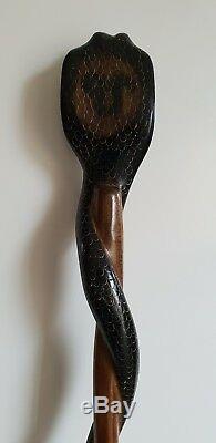 Stunning Vintage Hand Carved Cobra Walking Stick