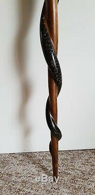 Stunning Vintage Hand Carved Cobra Walking Stick