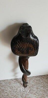 Stunning Vintage Hand Carved Cobra Walking Stick