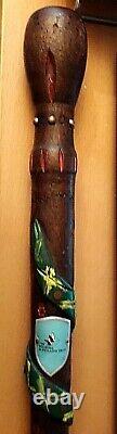 Stunning Vintage Hand Carved Walking Stick With George IV Coin, Snake & Lizard