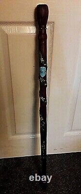 Stunning Vintage Hand Carved Walking Stick With George IV Coin, Snake & Lizard