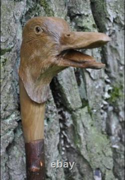 Stylish victorian wooden walking stick hand carved Duck wooden walking Gift