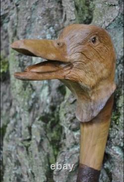 Stylish victorian wooden walking stick hand carved Duck wooden walking Gift