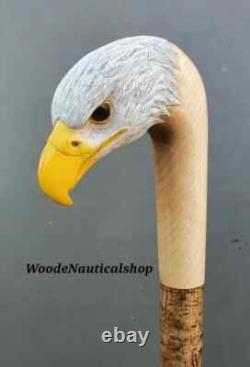 Stylish wooden walking stick hand carved Beautiful Bird wooden walking stick