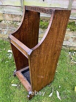 Superb Antique Carved Wooden Oak Walking Stick/Umbrella Stand with Drip Tray VGC