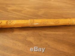 Superb Century Old Odd Fellows Symbol Carved Hardwood Walking Stick / Cane