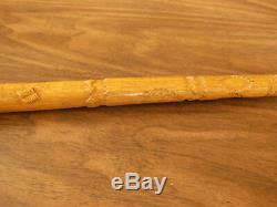 Superb Century Old Odd Fellows Symbol Carved Hardwood Walking Stick / Cane