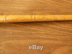 Superb Century Old Odd Fellows Symbol Carved Hardwood Walking Stick / Cane