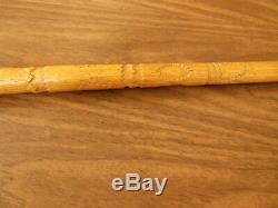 Superb Century Old Odd Fellows Symbol Carved Hardwood Walking Stick / Cane