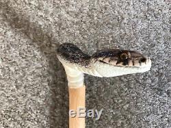 Superb Hand Carved Gopher Snake Hazel Shafted 48 Walking Stick by Ian Taylor