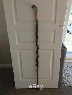 Superb Hand Carved Gopher Snake Hazel Shafted 48 Walking Stick by Ian Taylor