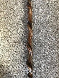 Superb Hand Carved Gopher Snake Hazel Shafted 48 Walking Stick by Ian Taylor