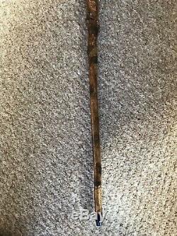 Superb Hand Carved Gopher Snake Hazel Shafted 48 Walking Stick by Ian Taylor