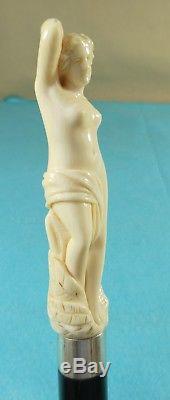 Superb Quality Victorian Novelty Walking Stick Cane Carved Lady Handle Ca 1870
