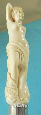 Superb Quality Victorian Novelty Walking Stick Cane Carved Lady Handle Ca 1870