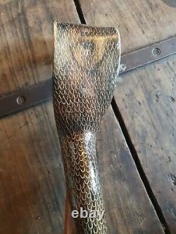Superb Vintage Hand Carved King Cobra Walking Stick 42 Inches
