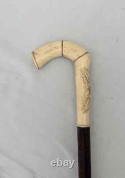 Superbly Hand Carved Victorian Walking Stick Floral Pattern