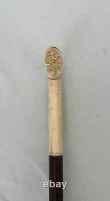 Superbly Hand Carved Victorian Walking Stick Floral Pattern