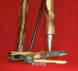Survival Tactical Safety Walking Hiking Stick Cane Camp Tool Hand Carved #2